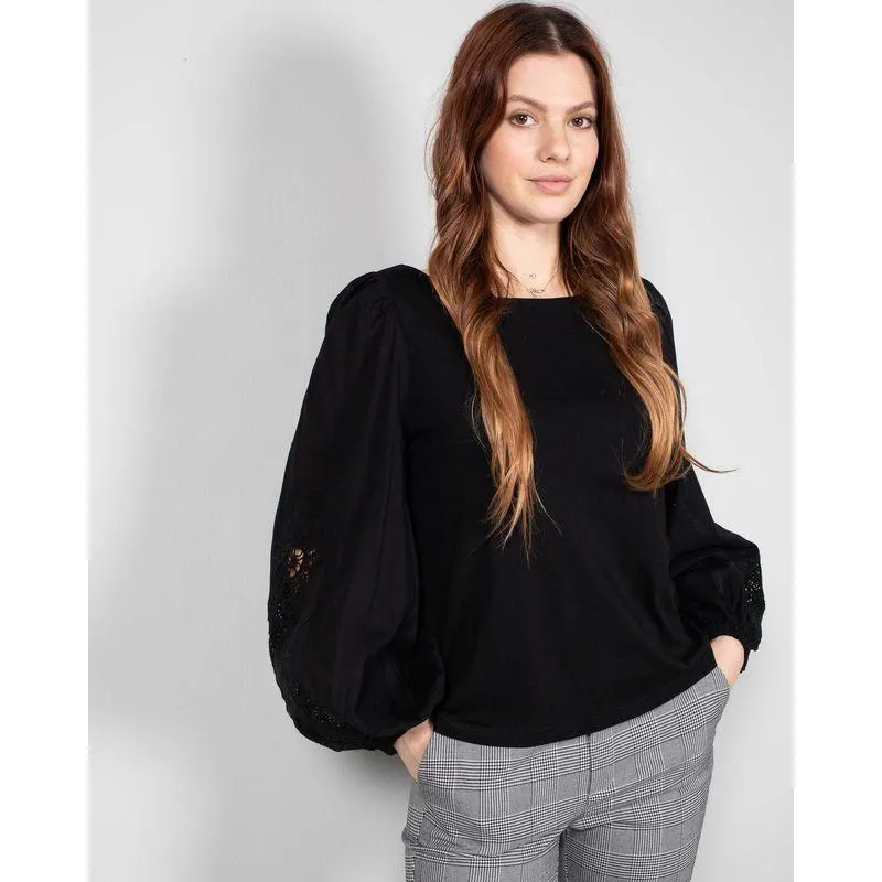 Bluza uni cu maneci bufante N240157030