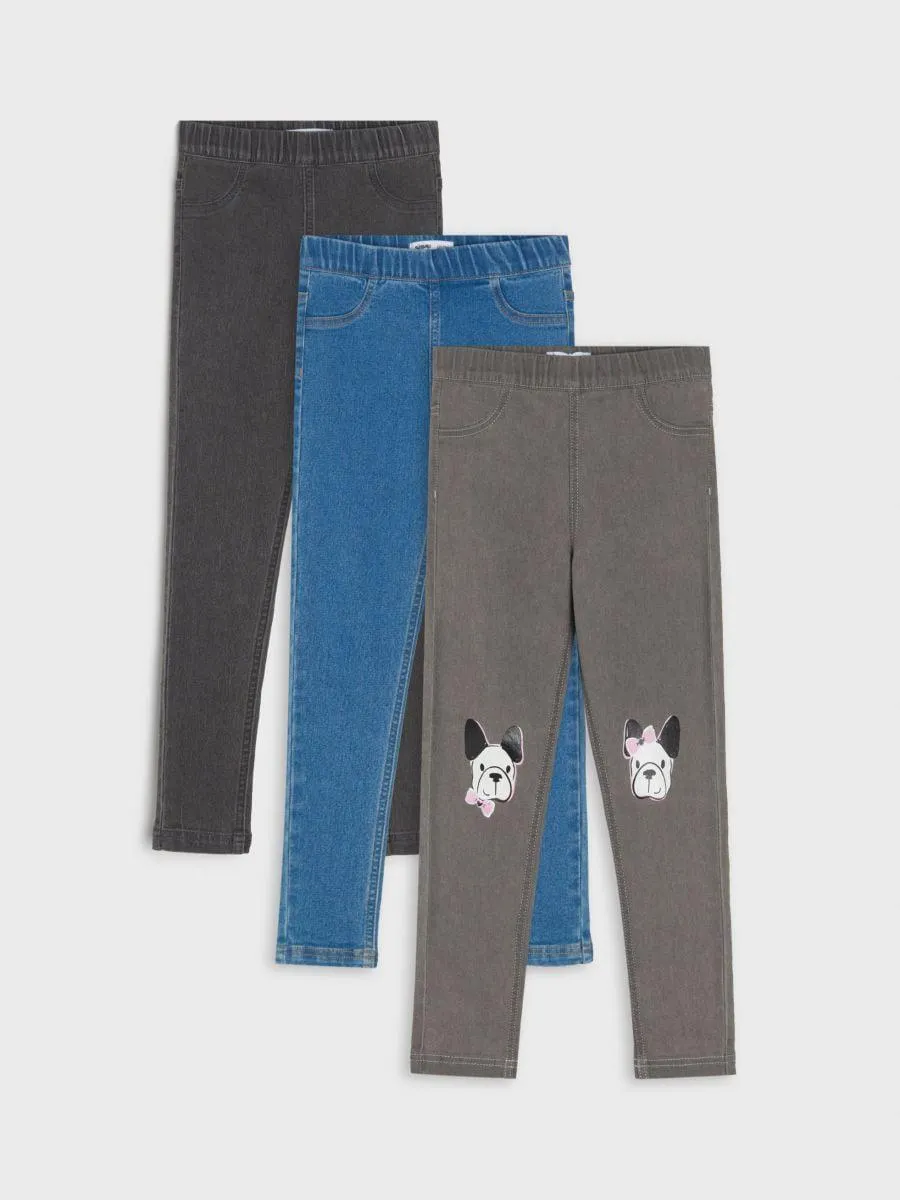 Set de 3 perechi de colanți din denim