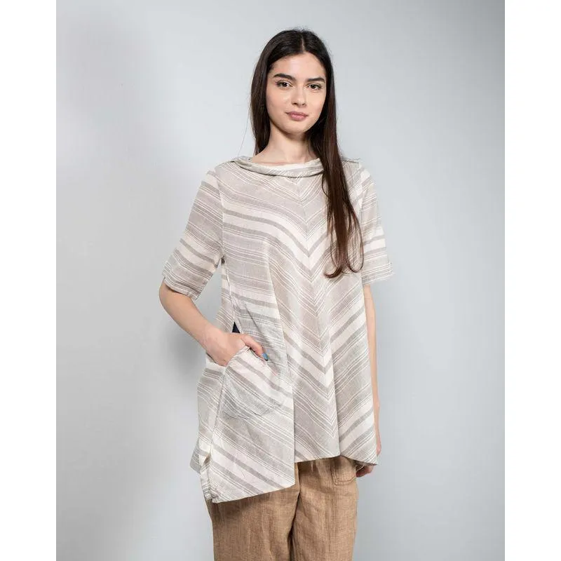Bluza asimetrica din bumbac cu buzunare N231675005