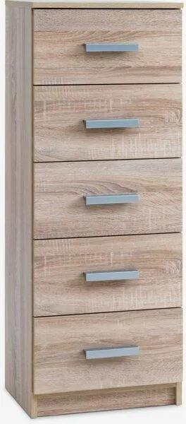 Comodă 5 sertare TAPDRUP îngustă stejar deschis