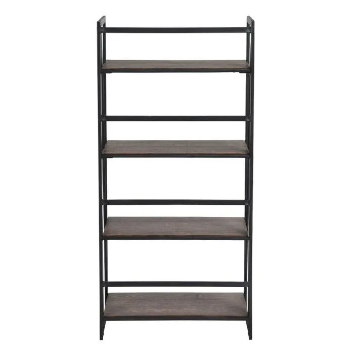 Etajera pliabila Backer, metal + MDF, maro + negru, 60 x 30 x 125 cm