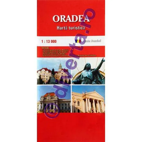 ORADEA, harta pliata turistica, rutiera, 50x70cm, scara 1:13.000