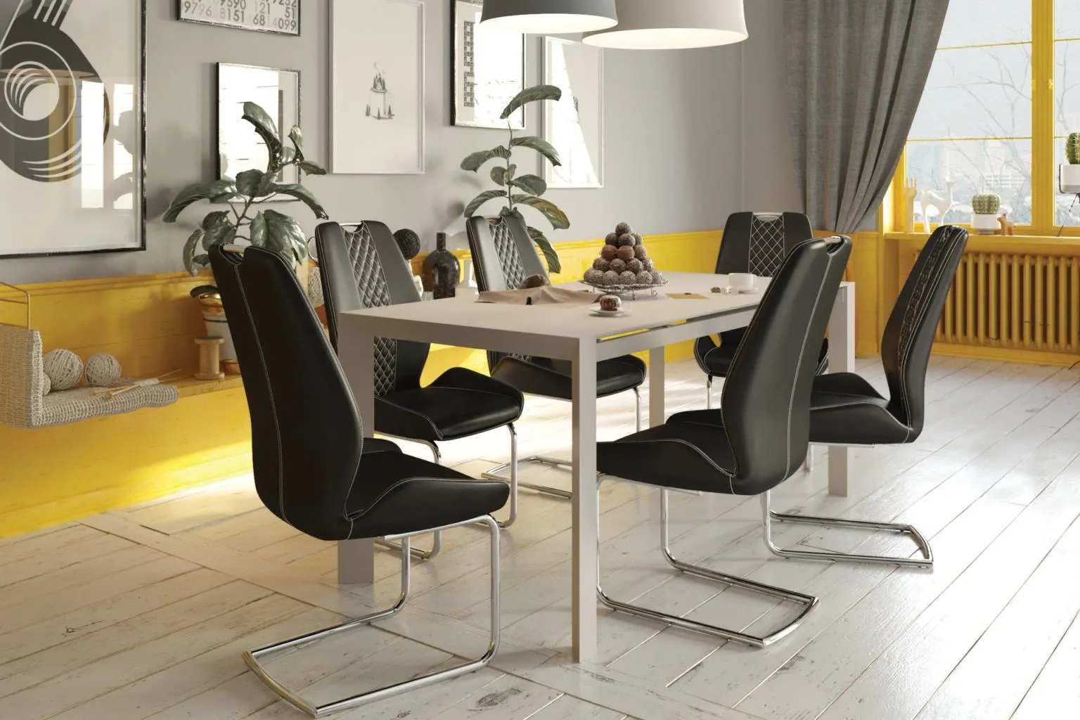 Masă mică New York și 6 scaune Race