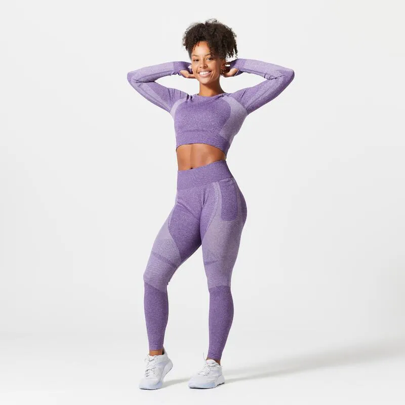 Colanţi Fitness 900 cu talie înaltă buzunar telefon Mov Damă