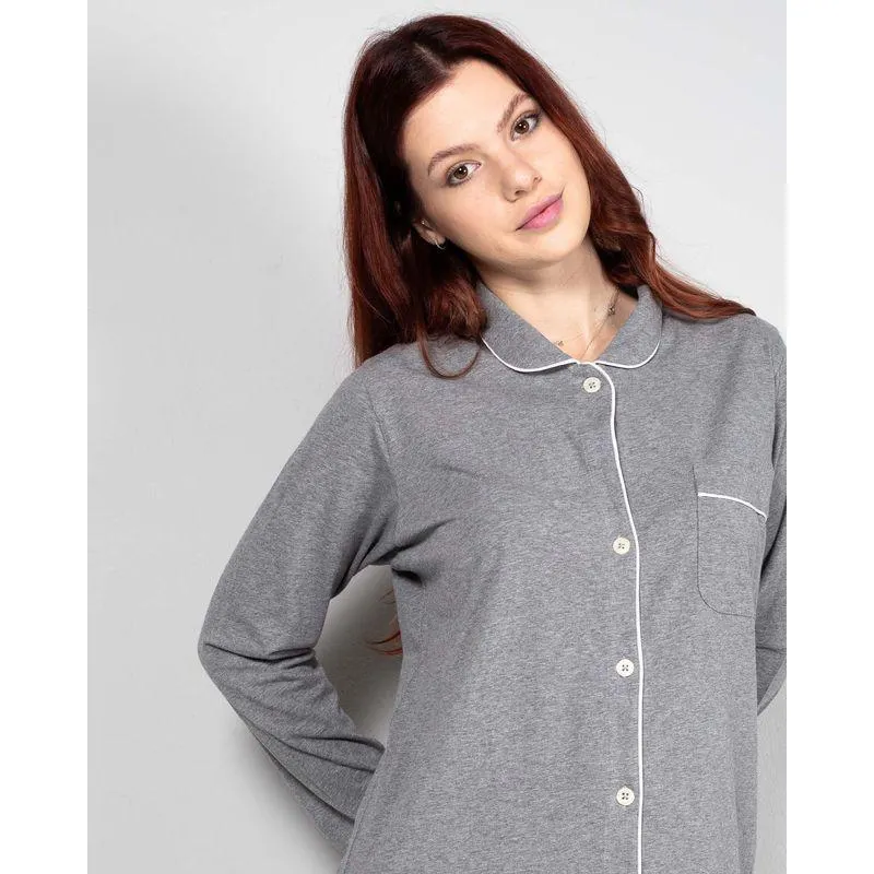 Bluza de pijama din bumbac cu maneca lunga N240541008