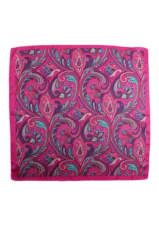 Esarfa dama satinata ciclame imprimeu paisley