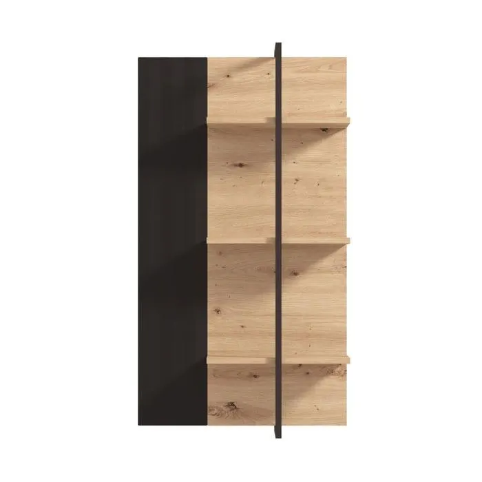 Etajera perete Vandea, placaj + metal, stejar artisan + negru, 57.5 x 18.5 x 105 cm, 1C