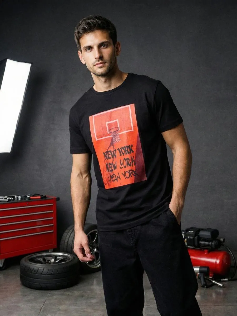 Tricou oversize din bumbac cu imprimeu