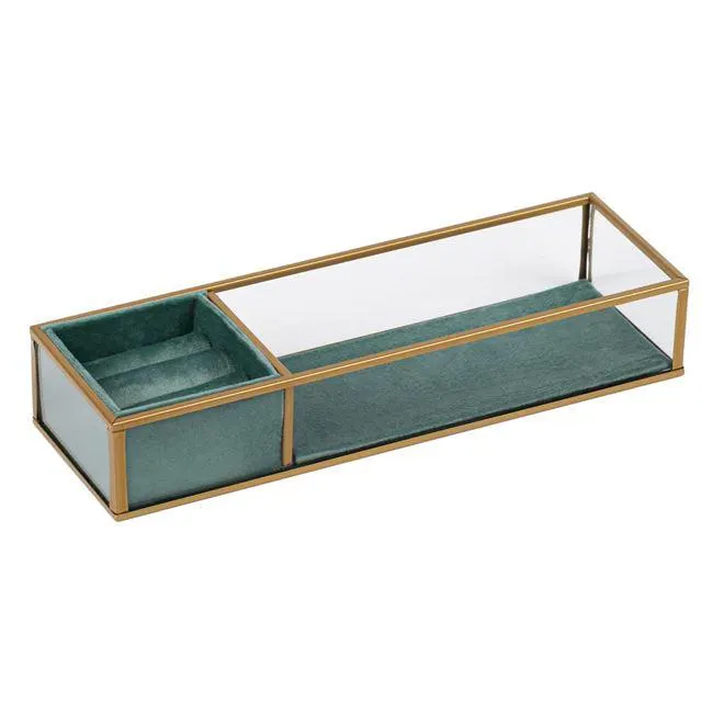 Organizator Bijuterii din Sticla Verde Velvet 28x9x5cm