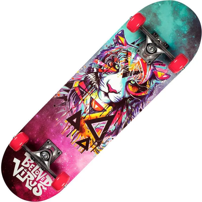 Skateboard dublu print, aluminiu, 70 x 20 cm, multicolor, Tiger