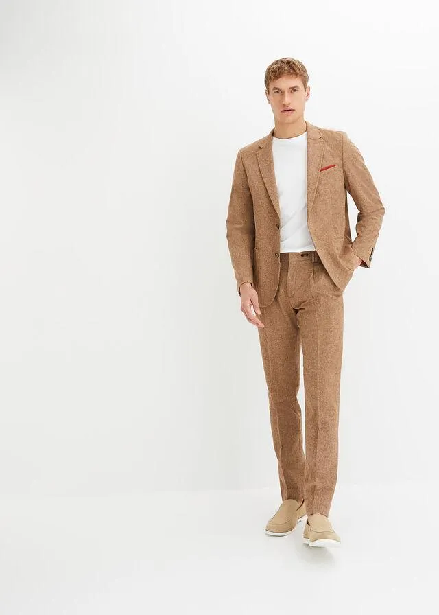 Costum cu 2 piese din in: sacou şi pantaloni, slim