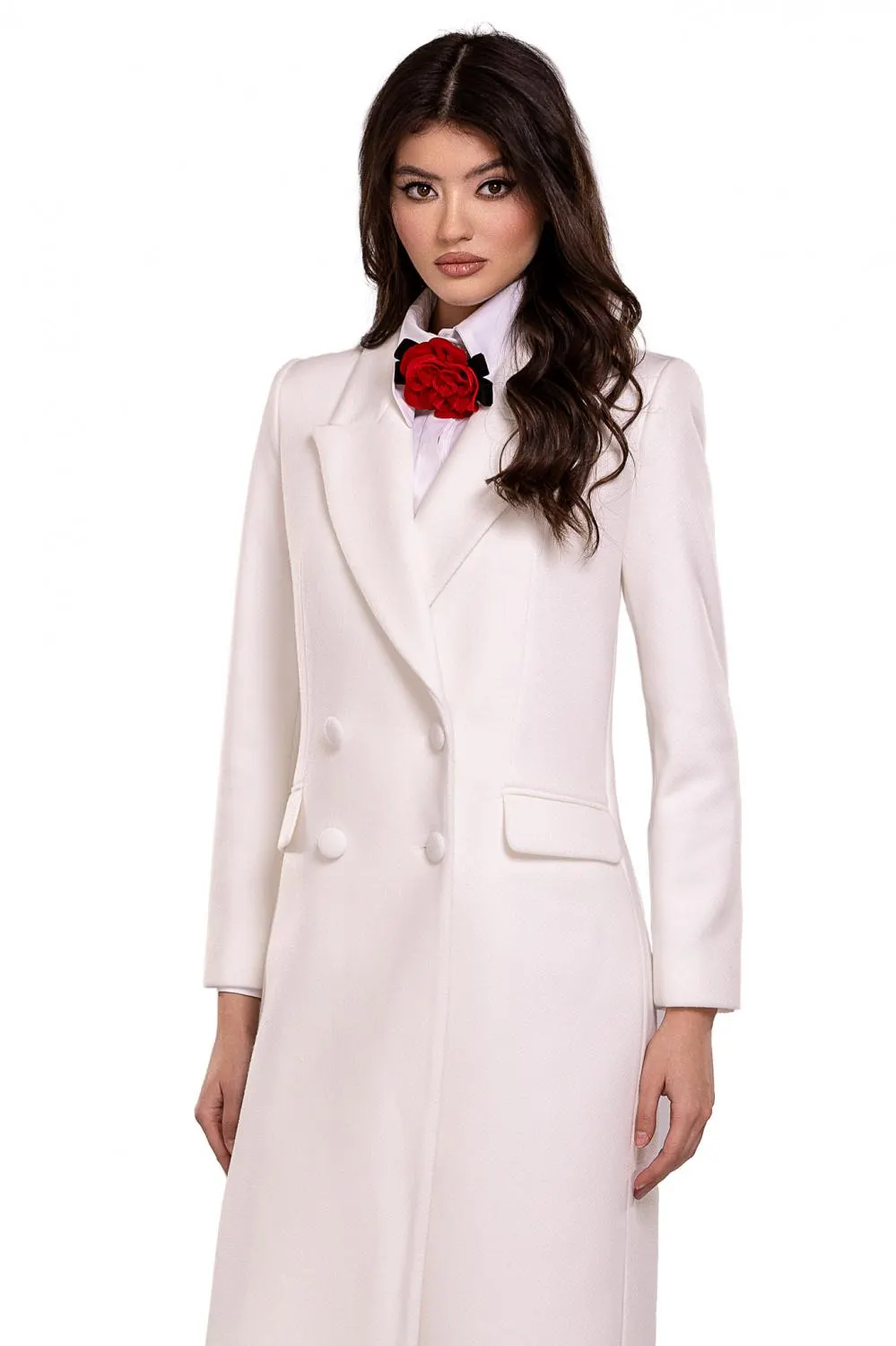 Palton lung alb (livrare in 3 zile)