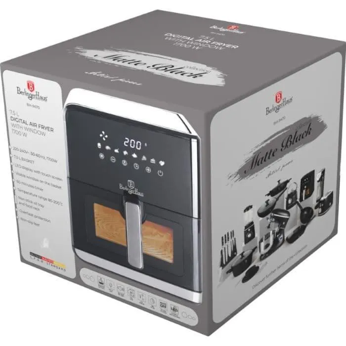 Friteuza aer cald 7.5 l Matte Black Berlinger Haus BH 9470
