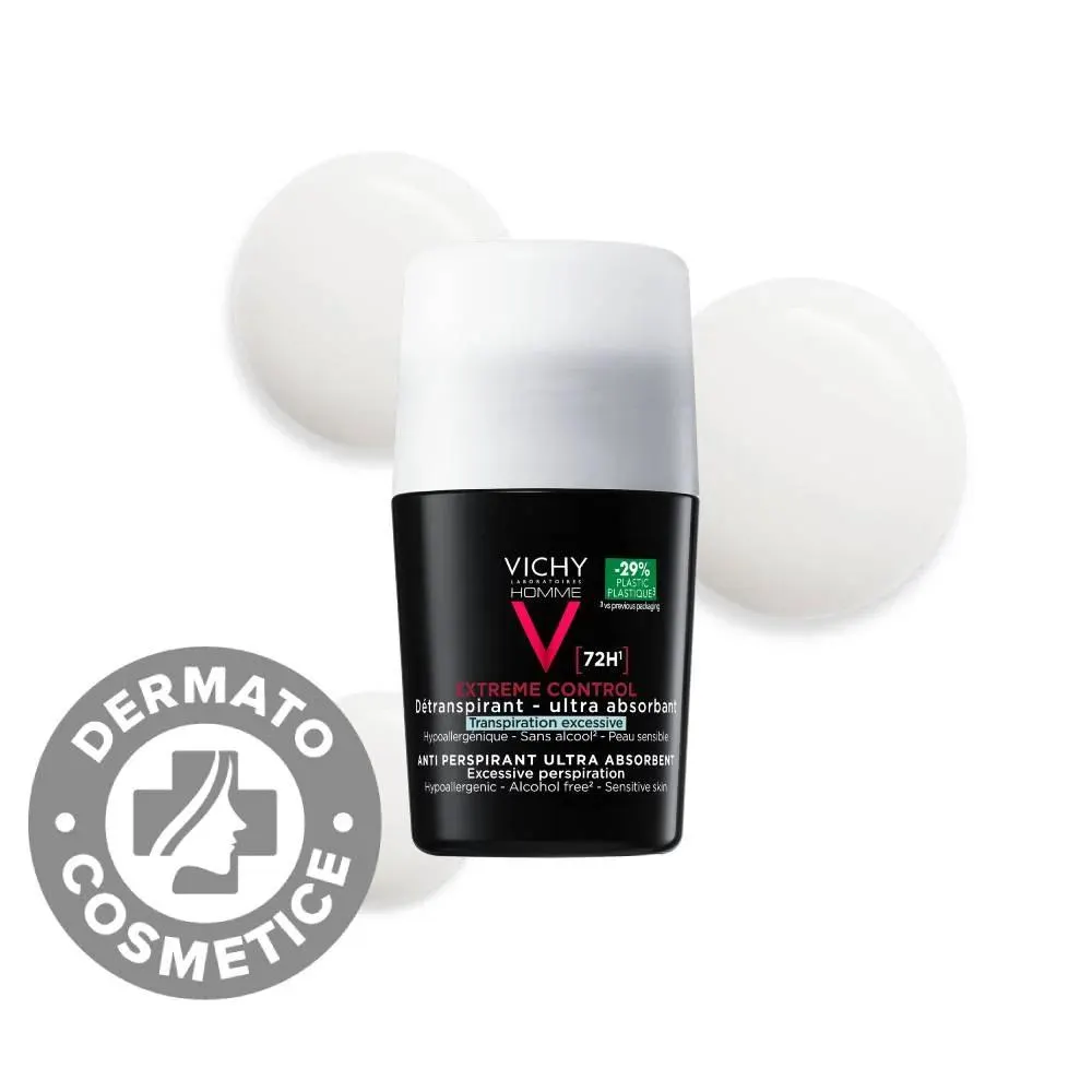 Deodorant roll-on pentru barbati control extrem 72h Homme, 50ml, Vichy