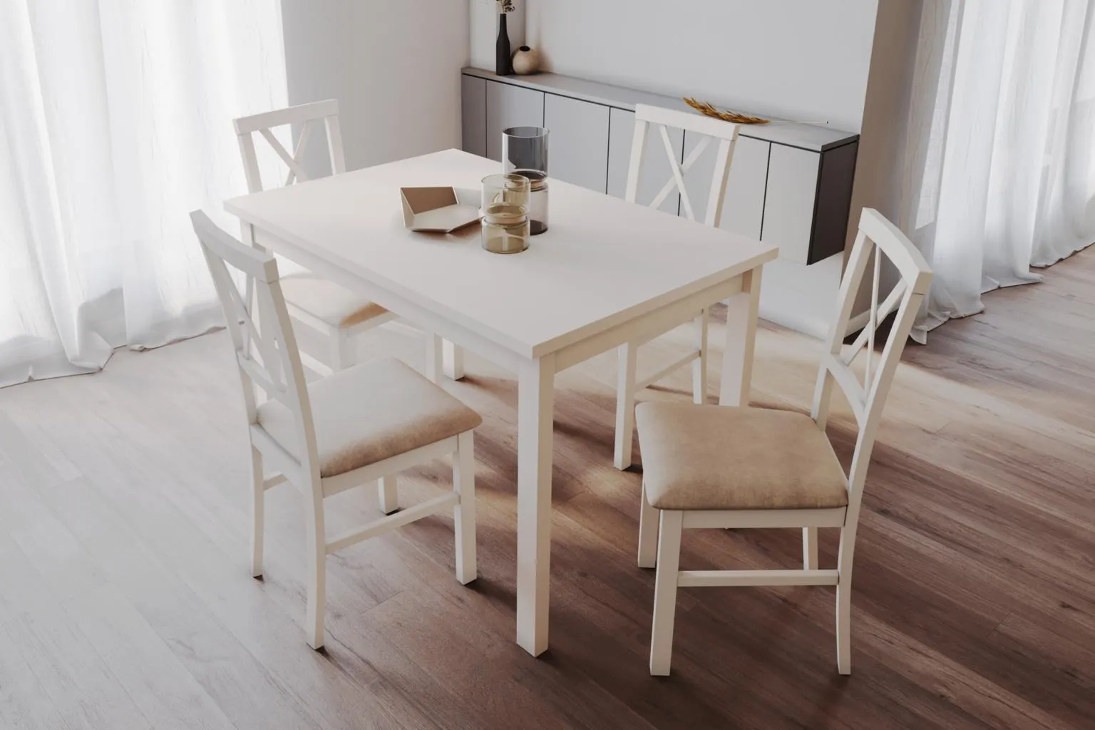 Masă extensibilă și 4 scaune Bistro