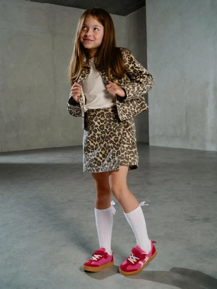 Pantaloni-fustă cu imprimeu leopard