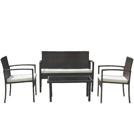 Set mobilier de gradina DeHome MG200, canapea, scaune si masuta incluse