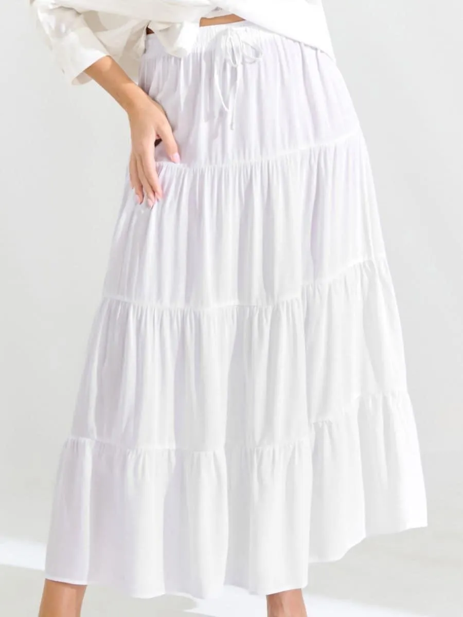 Fustă maxi cu cusături stratificate