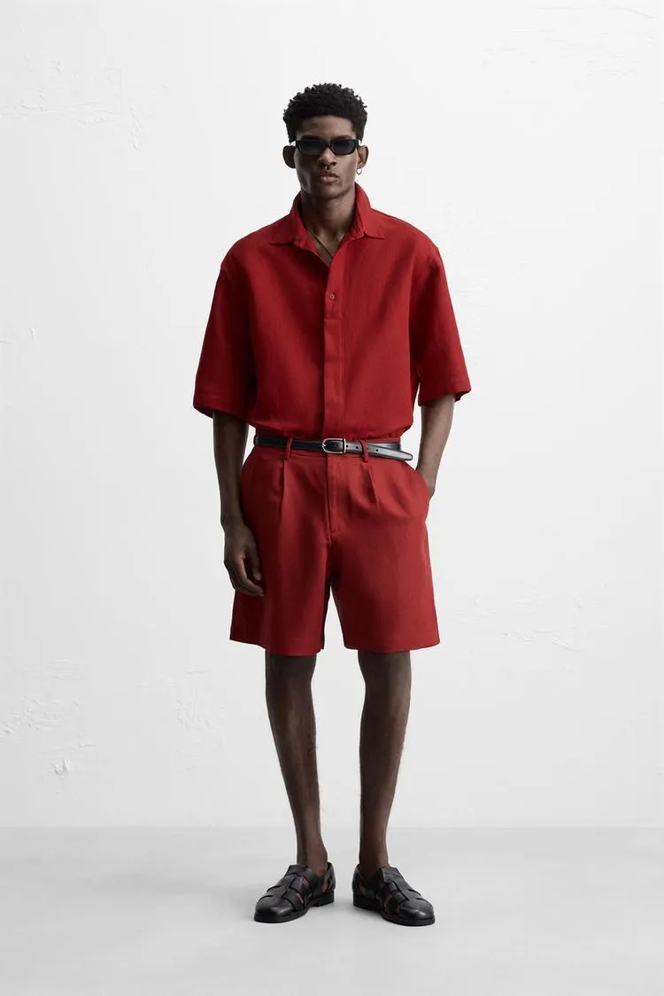 BERMUDE CU STRUCTURĂ DIN BUMBAC - IN