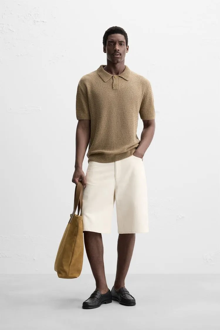 CROCHET KNIT POLO SHIRT