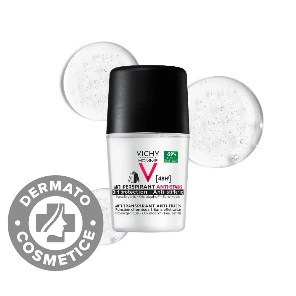 Deodorant roll-on pentru barbati anti-urme 48h Homme, 50ml, Vichy