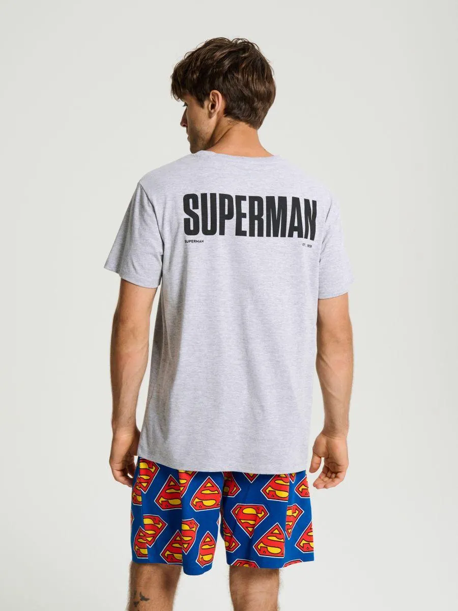 Pijamă cu amestec de vâscoză și imprimeu pe spate Superman