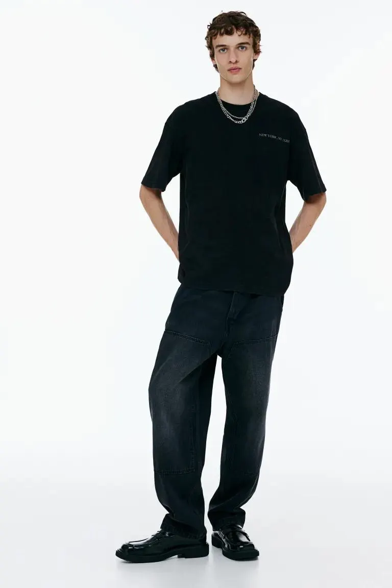 Tricou cu imprimeu cu aspect vintage Loose Fit