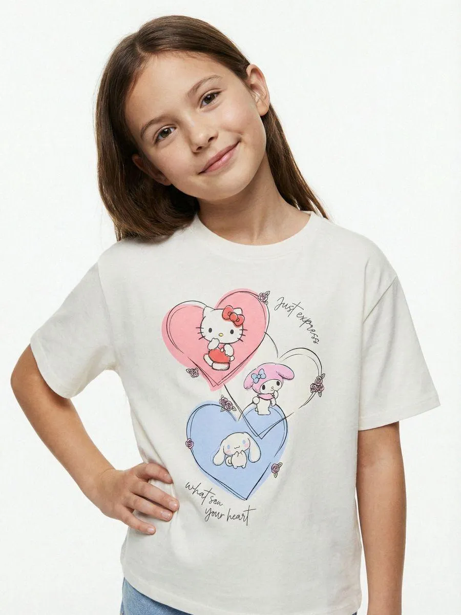 Tricou din bumbac cu imprimeu Hello Kitty