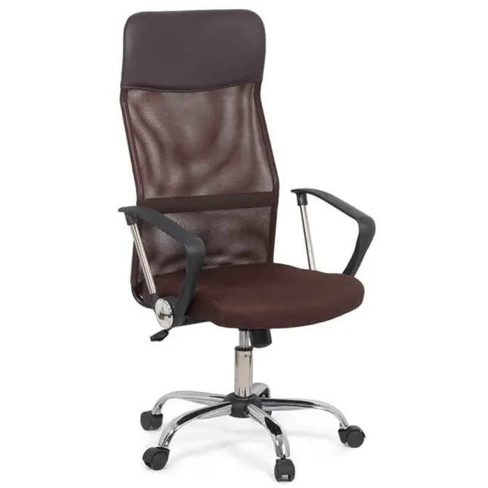 Scaun birou ergonomic OFF 907, rotativ, mesh, maro, 1C