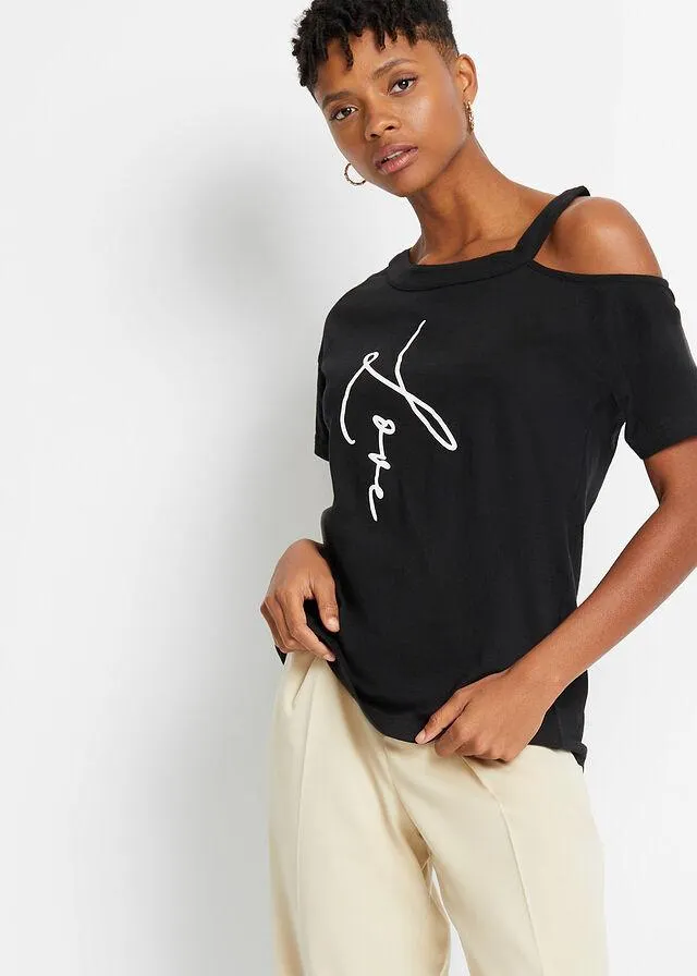 Tricou cu decupaj, din bumbac bio