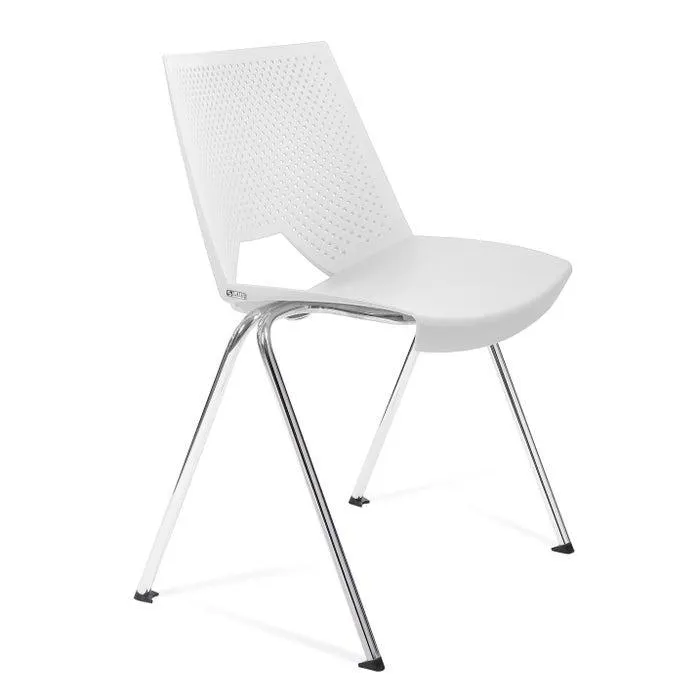 Scaun conferinta Strike, fix, metal cromat + plastic alb