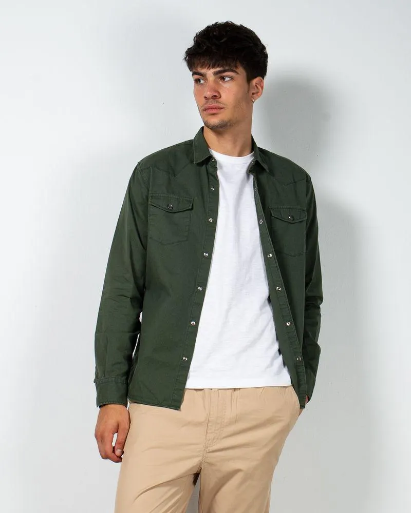 Camasa uni din bumbac cu capse 23KOSB5002