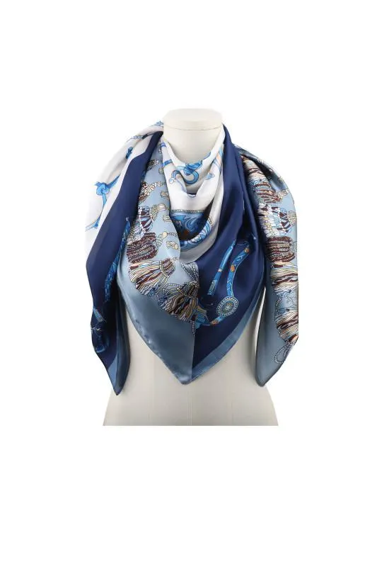 Esarfa dama bleu patrata de primavara