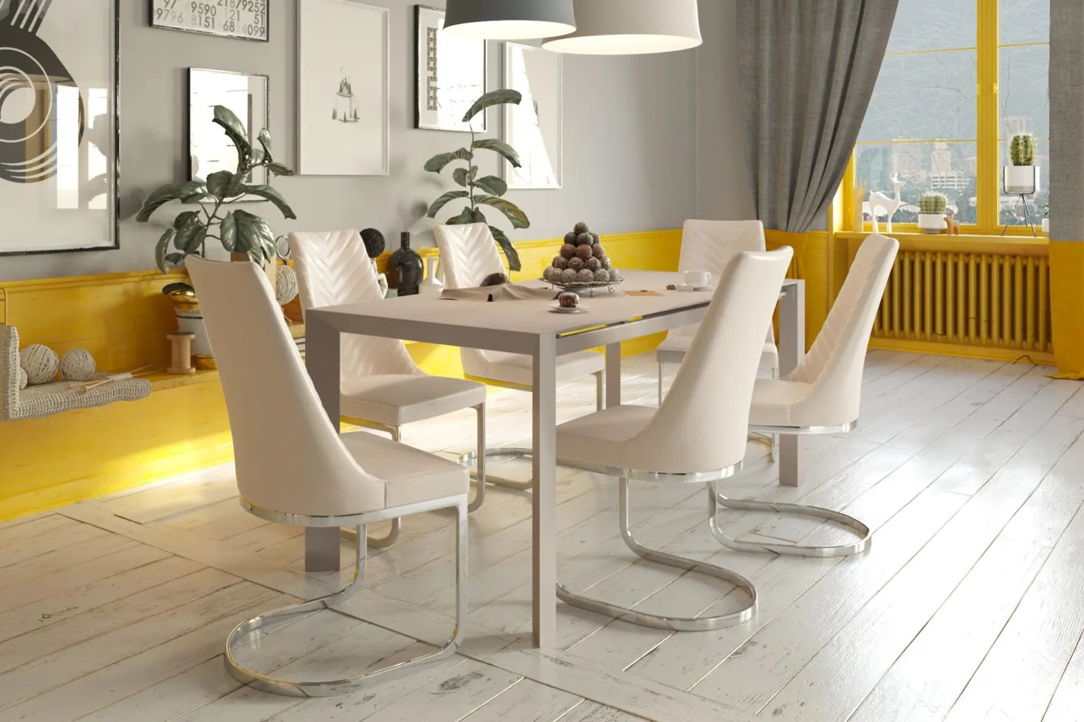 Masă mică New York și 6 scaune Elegance