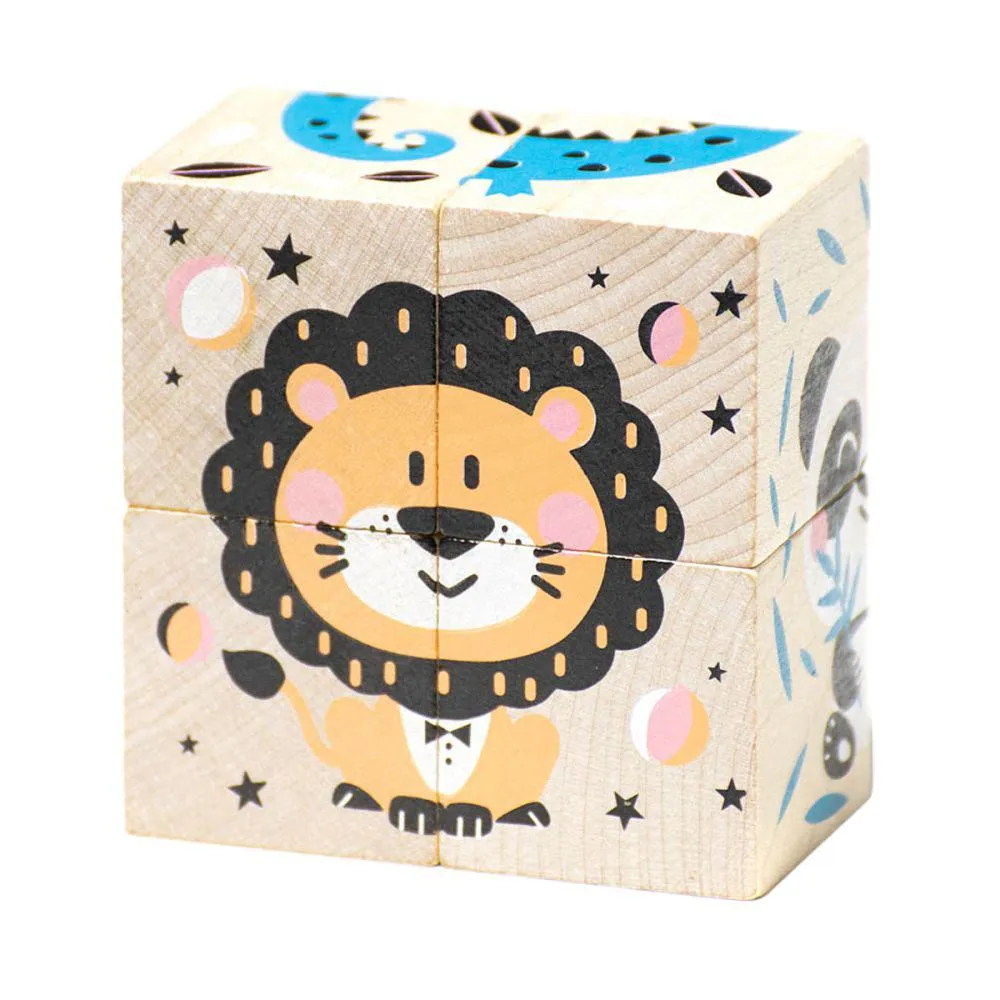 Joc din lemn, Cubika, Animale dragute, 4 piese