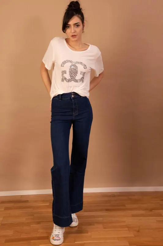 Blugi dama clasici flare albastri