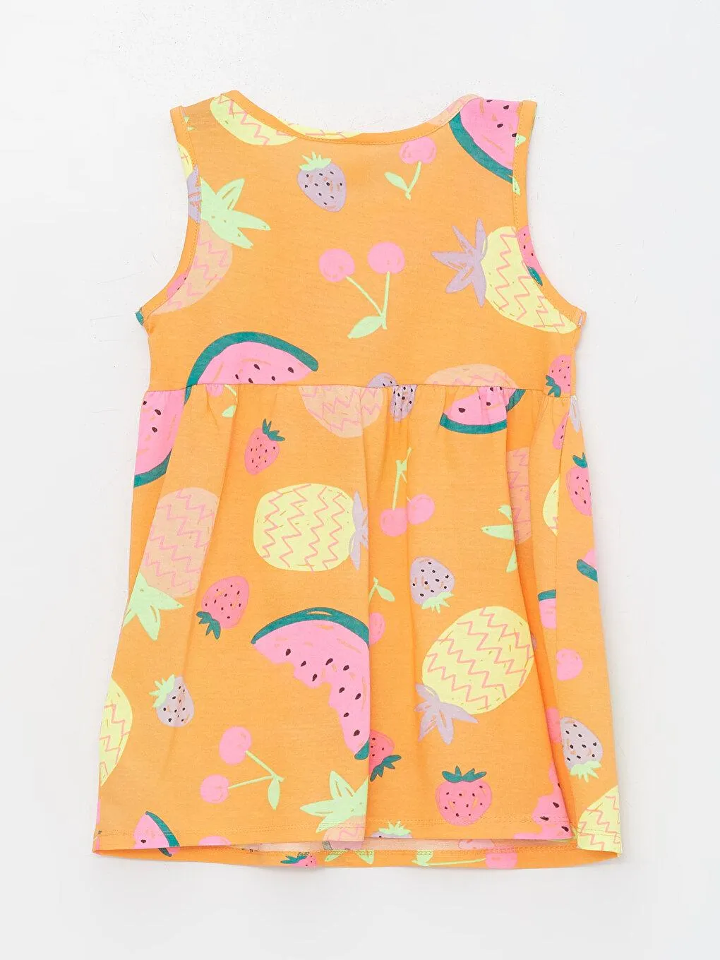 Rochie cu guler rotund cu print pentru fetite