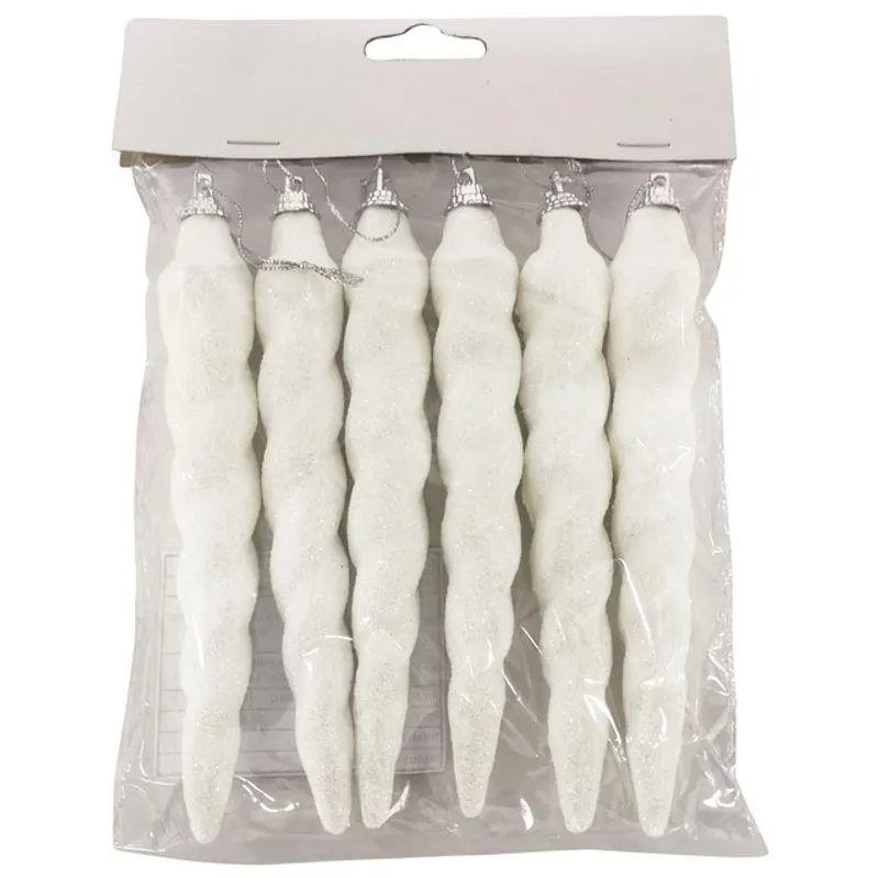 Set 6 decoratiuni pentru Craciun Actuel, turturi de gheata, 15 cm