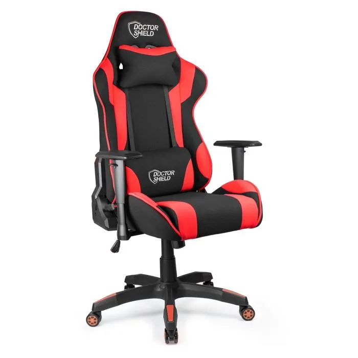 Scaun gaming Doctor Shield Air Force, rotativ, textil, negru + rosu, 1C