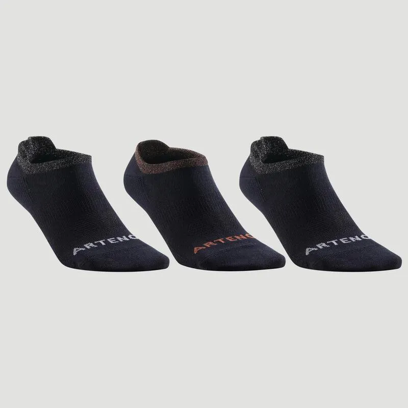 Set 3 Perechi de Şosete Scurte Tenis RS160 Negru Adulți