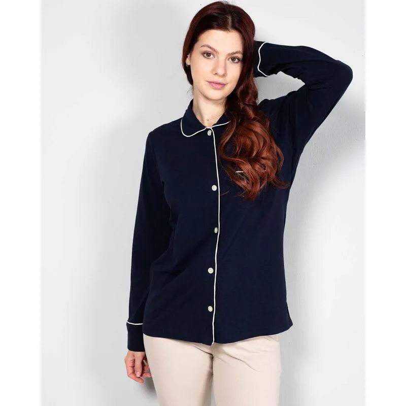 Bluza de pijama din bumbac cu maneca lunga N240541010