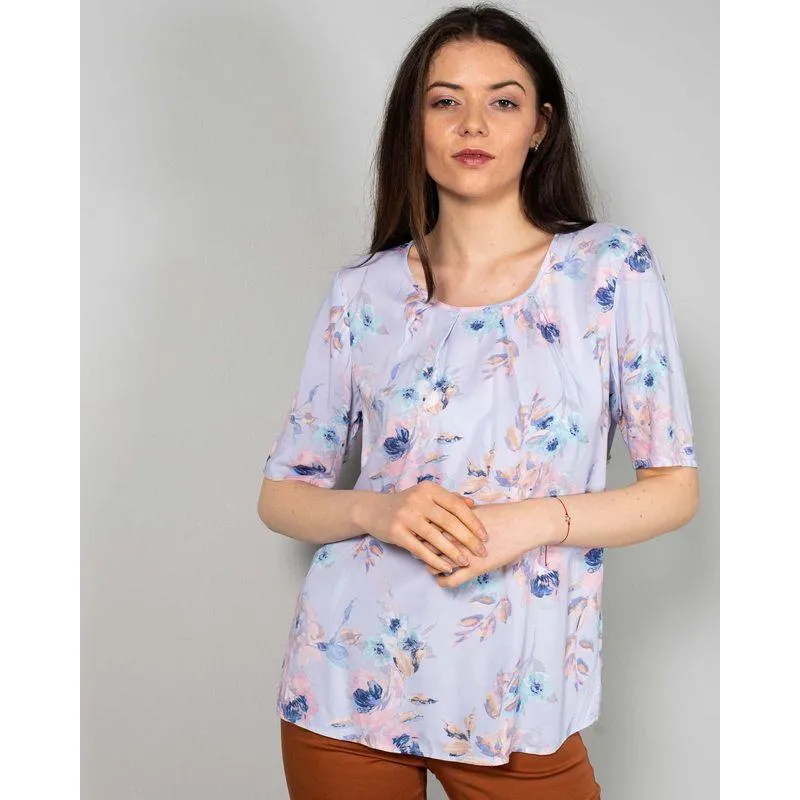 Bluza din vascoza cu maneca scurta si imprimeu floral 23MAY29015
