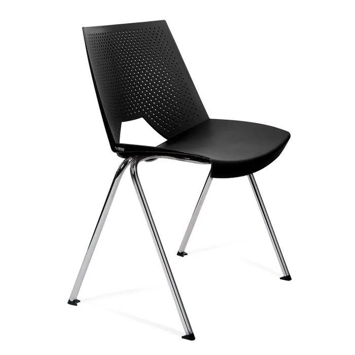 Scaun conferinta Strike, fix, metal cromat + plastic negru