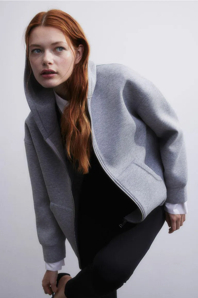 Hanorac supradimensionat din material tip neopren