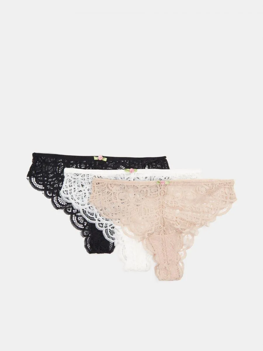 Set de 3 perechi de chiloți cu croială braziliană