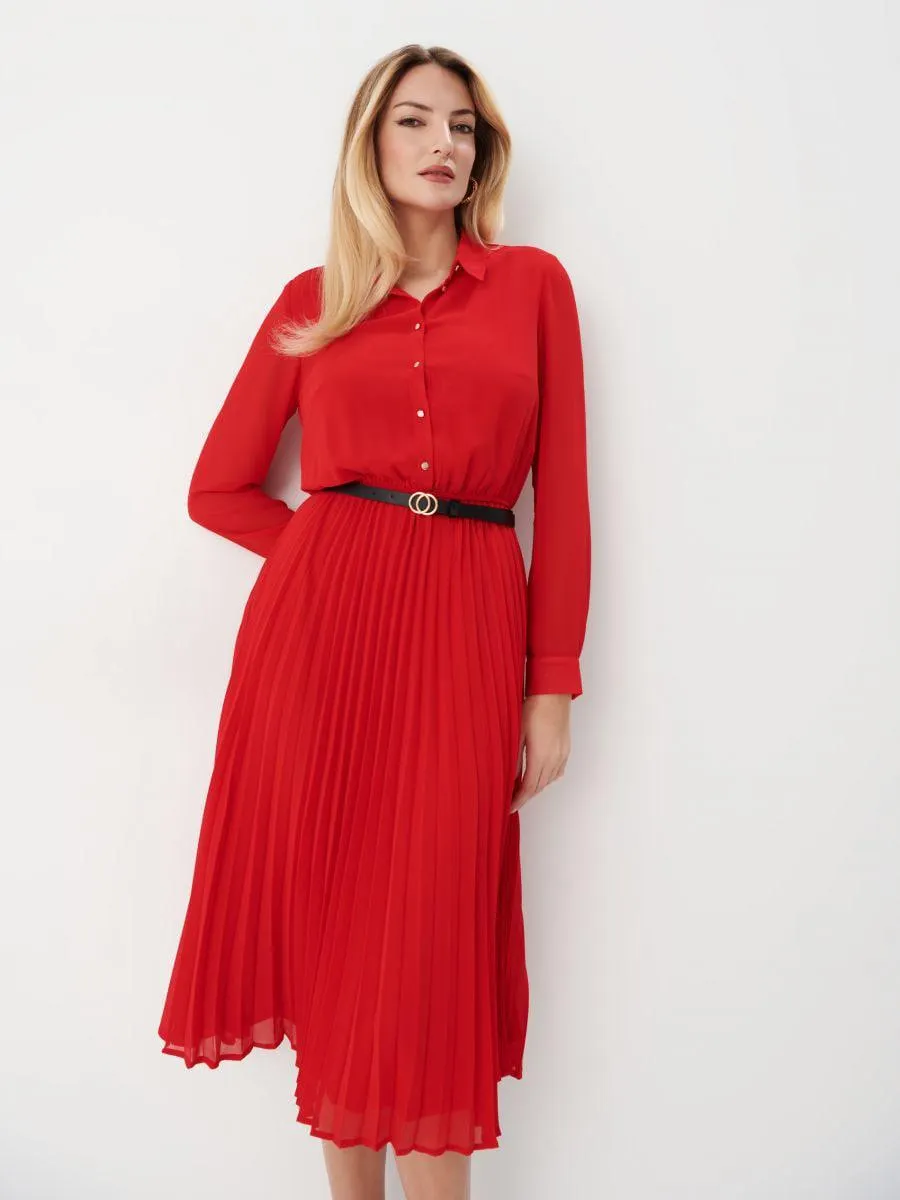 Rochie midi, plisată în partea de jos