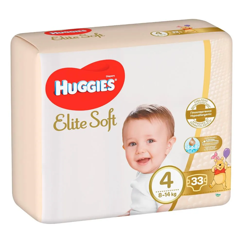 Scutece Huggies Elite Soft Jumbo Nr. 4, 8-14 kg, 33 bucati