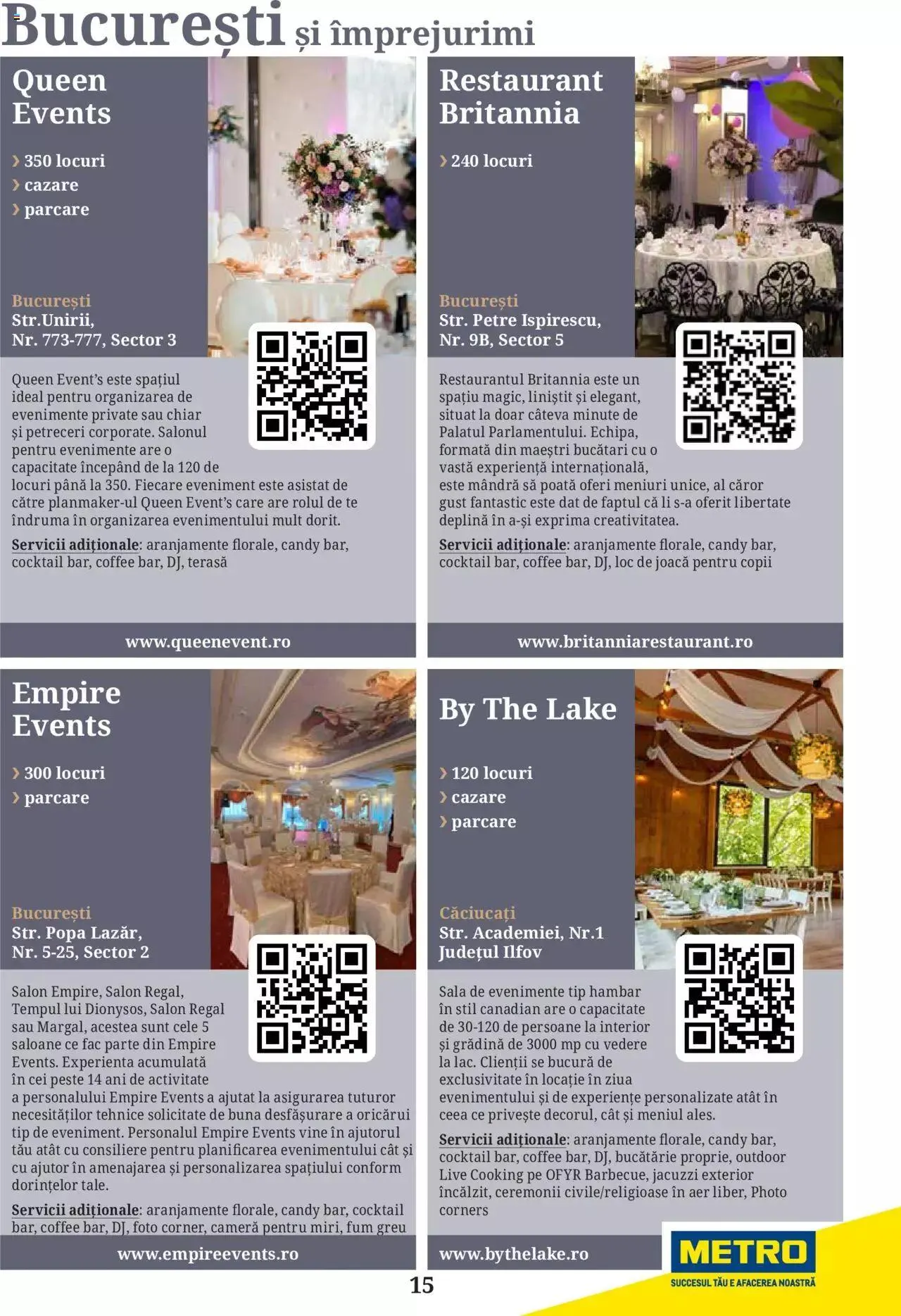 Catalog Metro - Ghid locații pentru evenimente 2022 de la 5 aprilie până la 31 decembrie 2023 - Revista Pagina 15