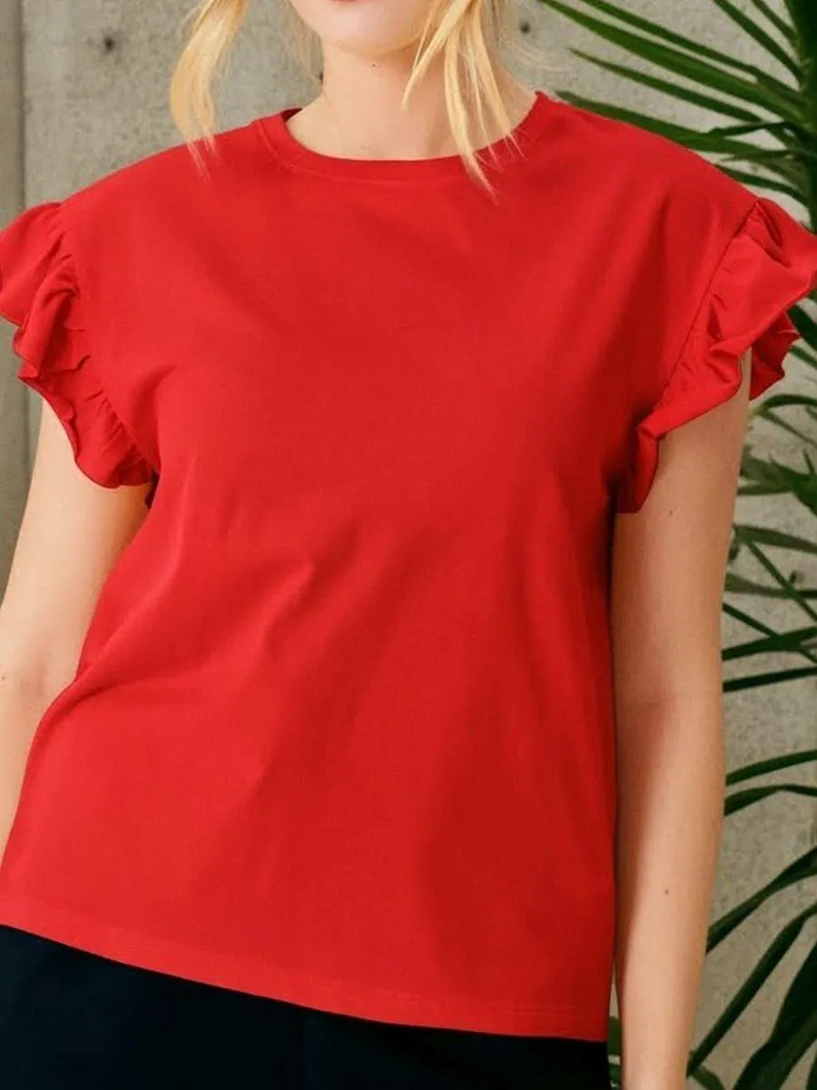 Bluză din bumbac cu volane