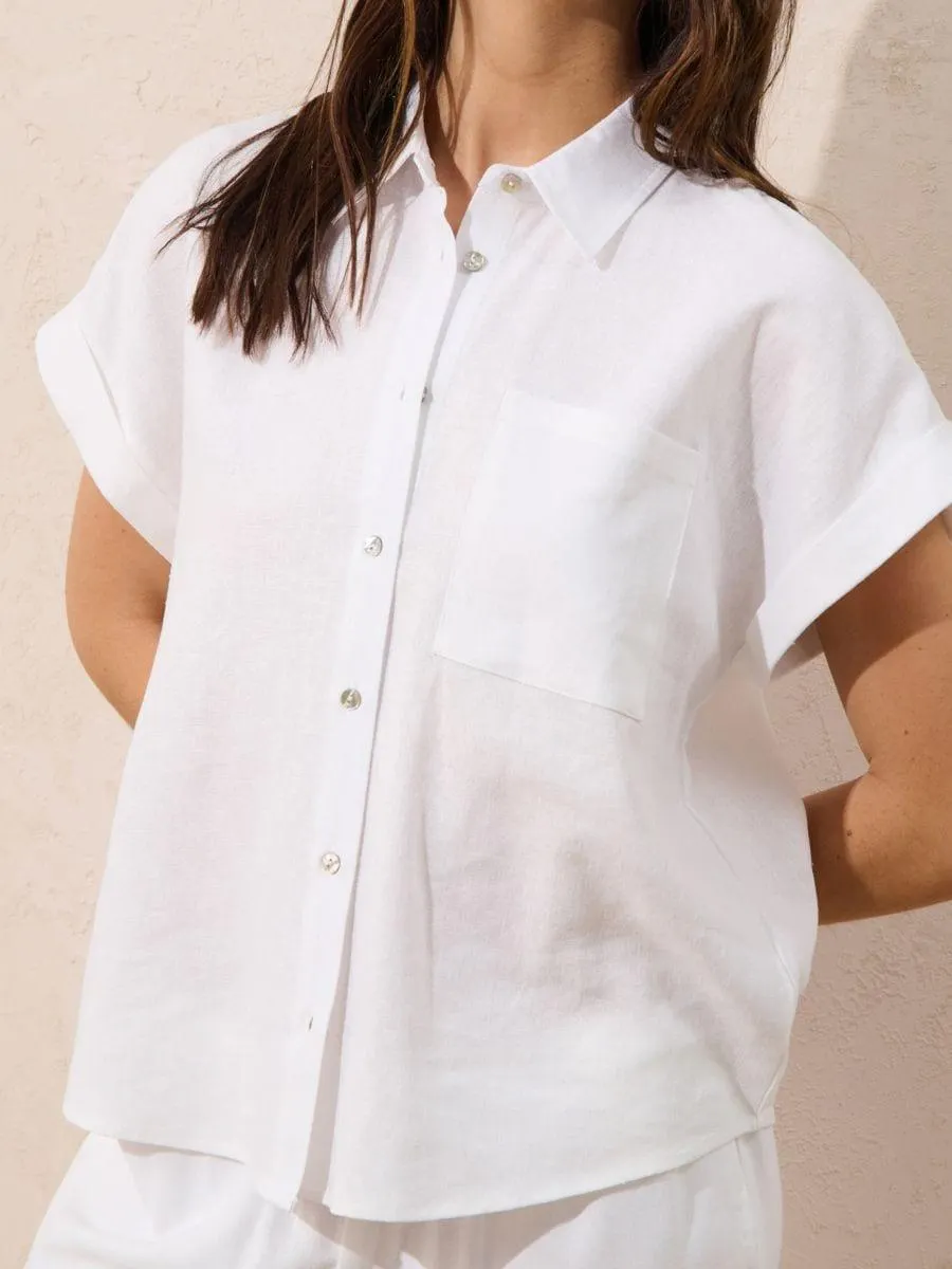 Cămașă din vâscoză cu amestec de in